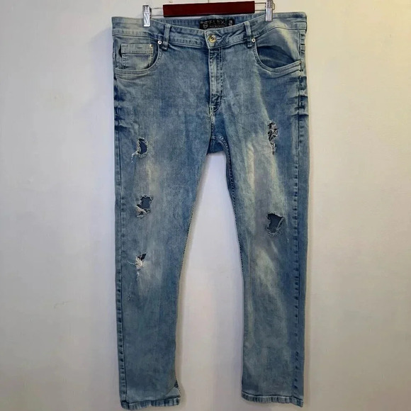 Southpole Flex The Movement Mens Distressed Light Wash Skinny Jeans Size 38 x 32 - Picture 1 of 9